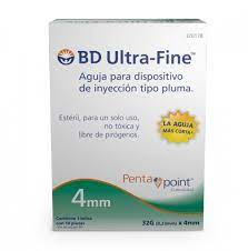 AGUJA PARA DISP. INY. TIPO PLUMA (BD U-FINE) 32GX4