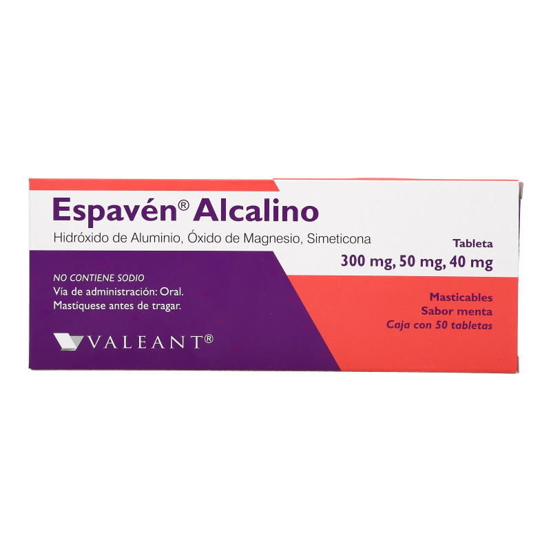 ESPAVÉN ALCALINO c/50 TABS. Sab. Menta 300/50/40 MG.