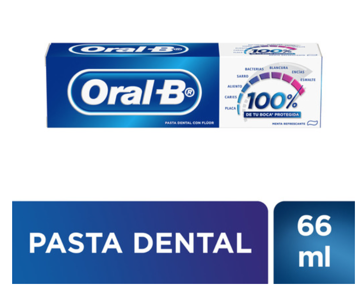 ORAL-B 100% PASTA DENTAL Sab. Menta TUBO c/66 ML. (70 G).