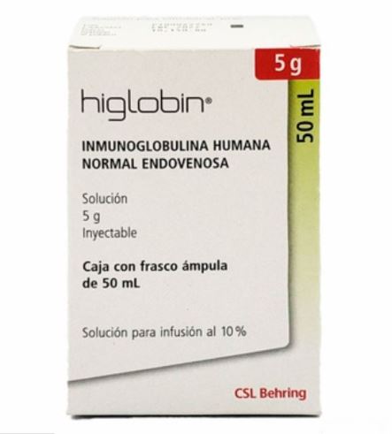 HIGLOBIN 5G FCO 50 ML. inmunoglobulina humana
