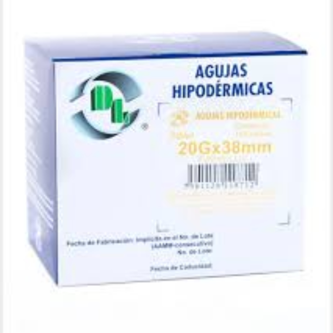 AGUJA HIPODÉRMICA (DL) 20Gx38mm. Cja. c/100 Pzs.