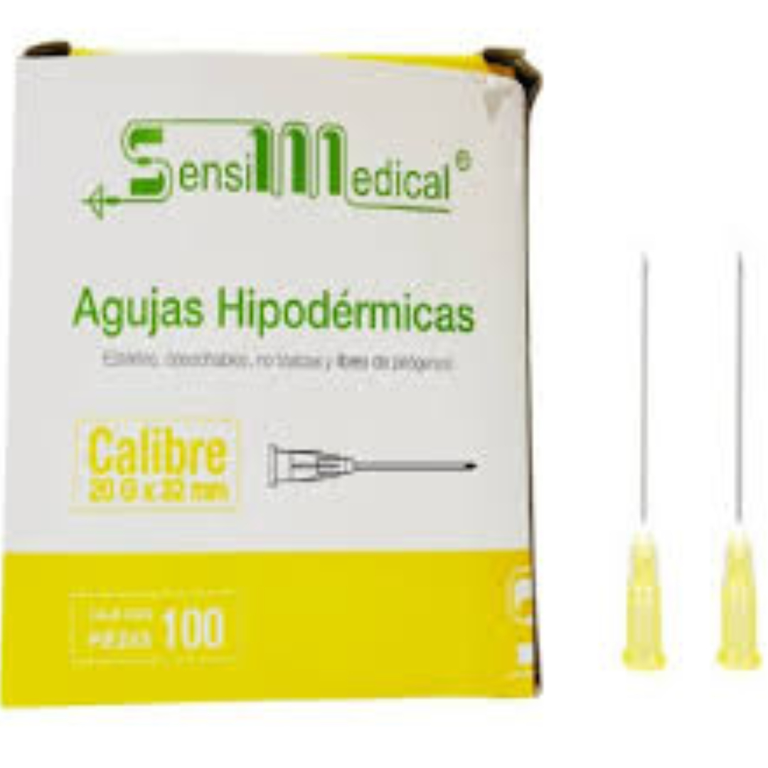 AGUJA HIPODERMICA (SensiMedical) 20Gx1"(25mm) Cja. c/100 Pzs.