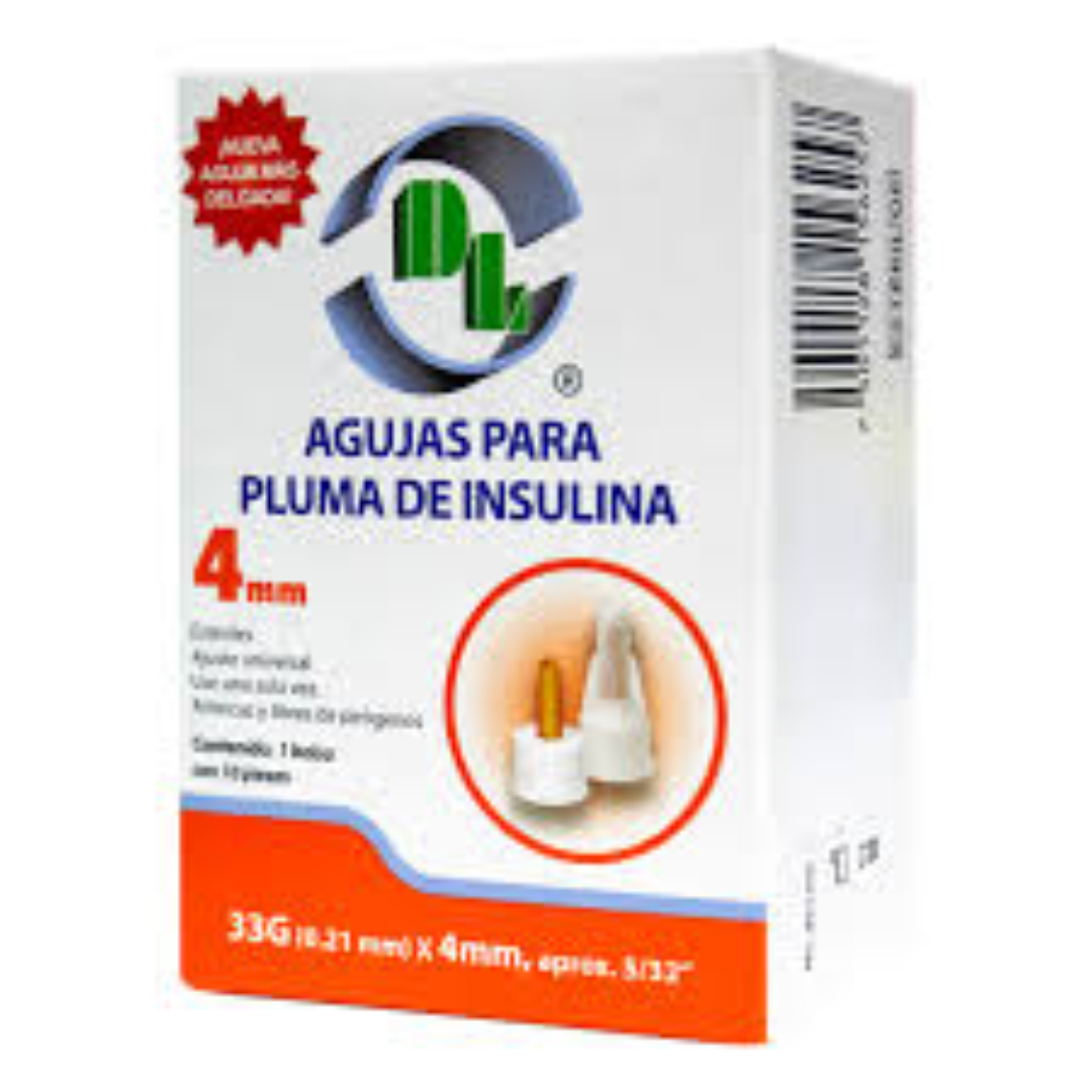 AGUJAS PARA PLUMA DE INSULINA (DL) 33GX4MM. CAJA 