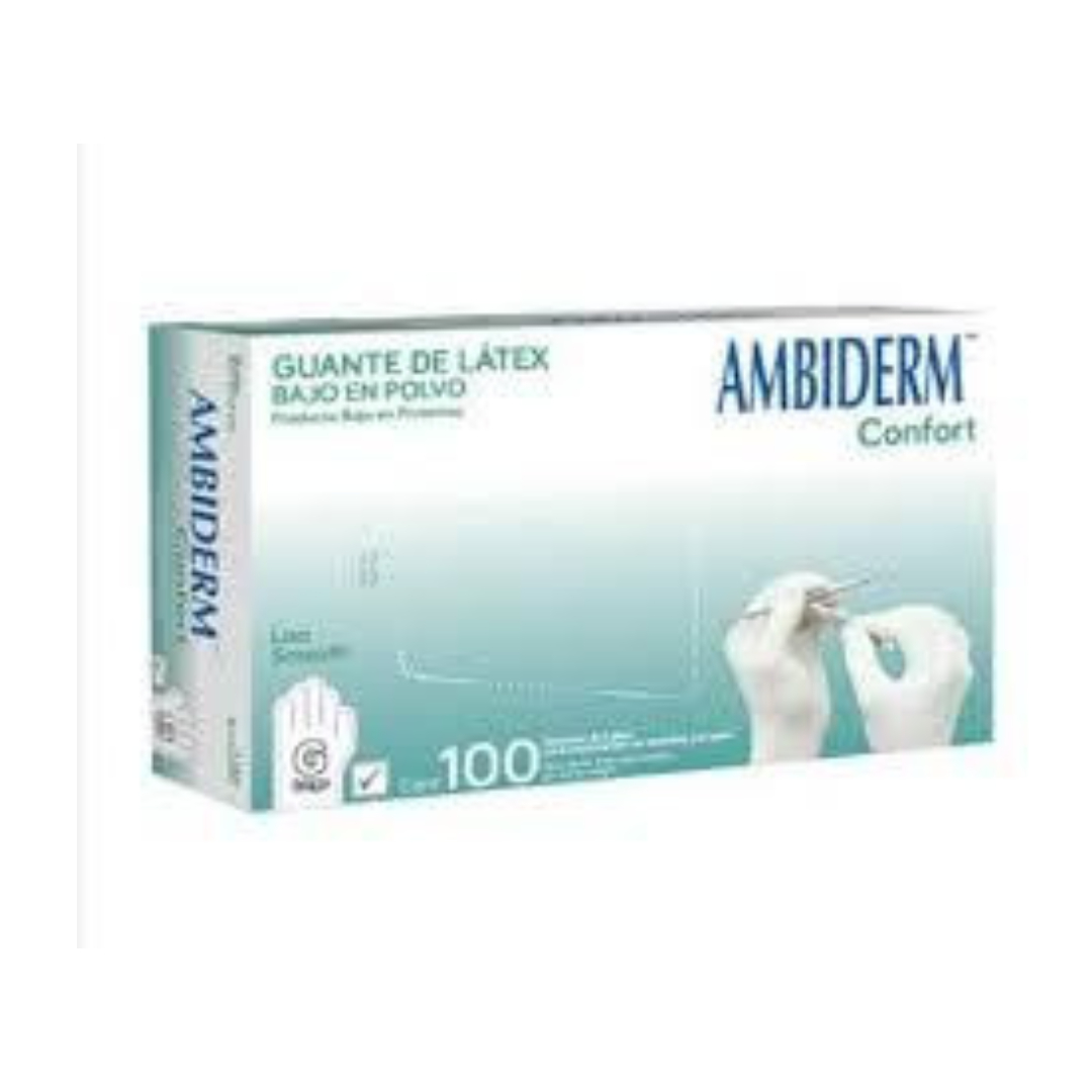 AMBIDERM Confort GUANTE LTX EXPLORACIÓN NATURAL No Estéril GDE. c/100 Pzs.