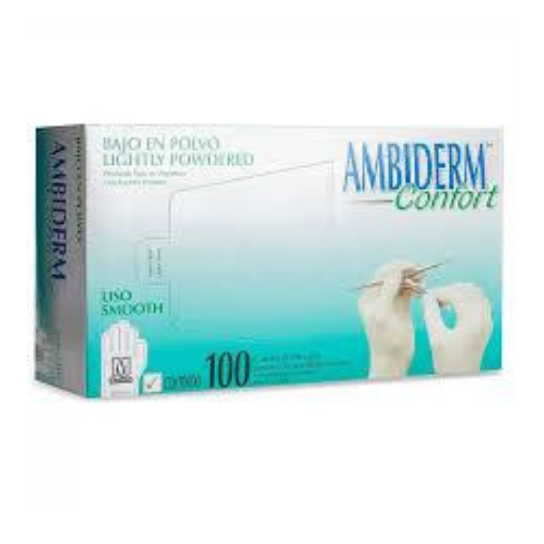 AMBIDERM Confort GUANTE LTX EXPLORACIÓN NATURAL No Estéril MED. c/100 Pzs.