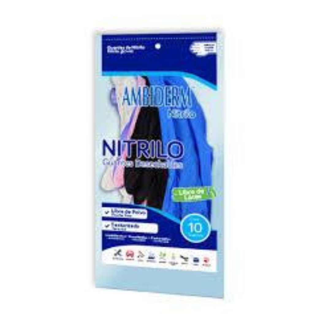 AMBIDERM NITRILO GUANTE DESECH. MULTICOLOR NO ESTÉRIL CH