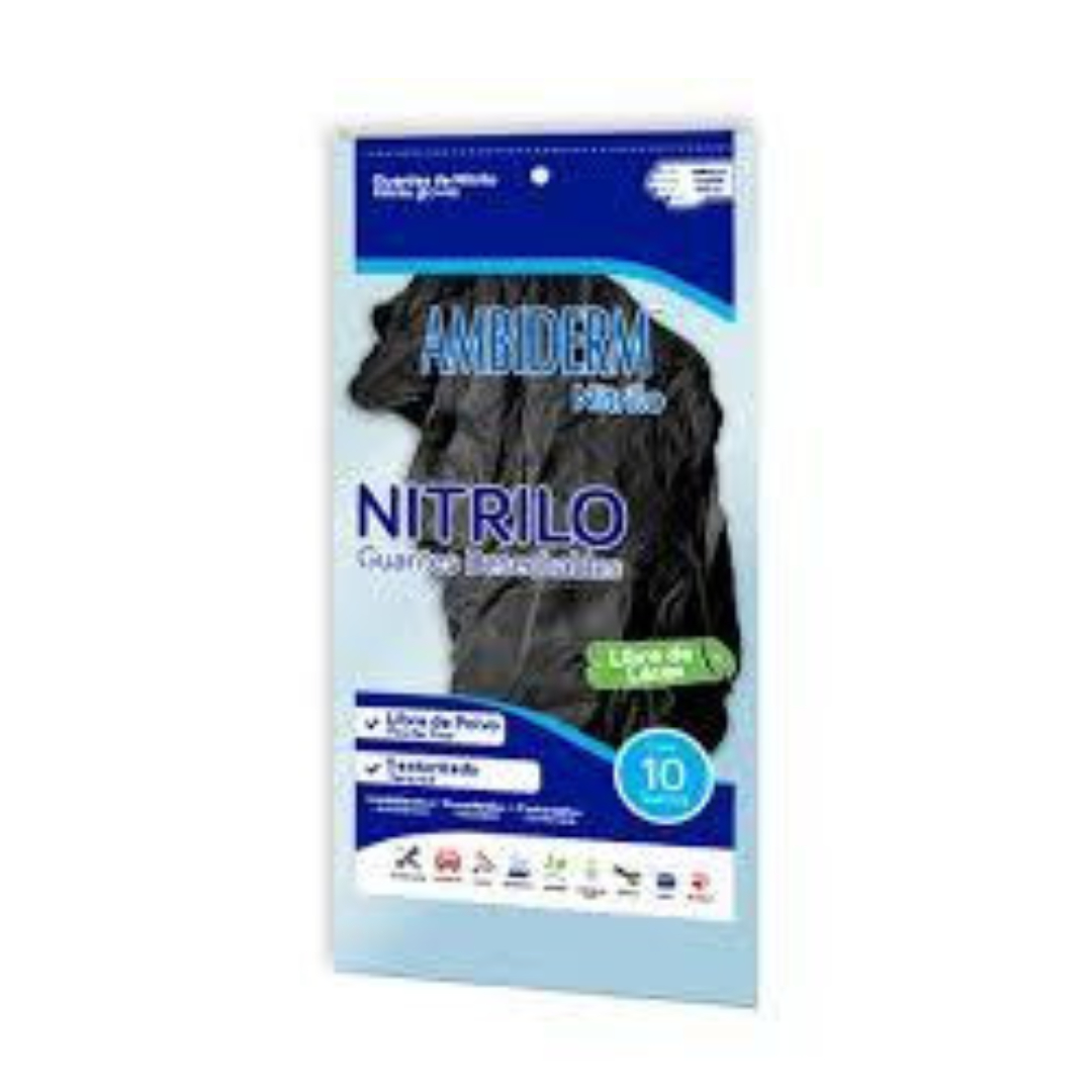 AMBIDERM NITRILO GUANTE DESECH. Negro No Estéril U.T. Bolsa c/10 Pzs. 
