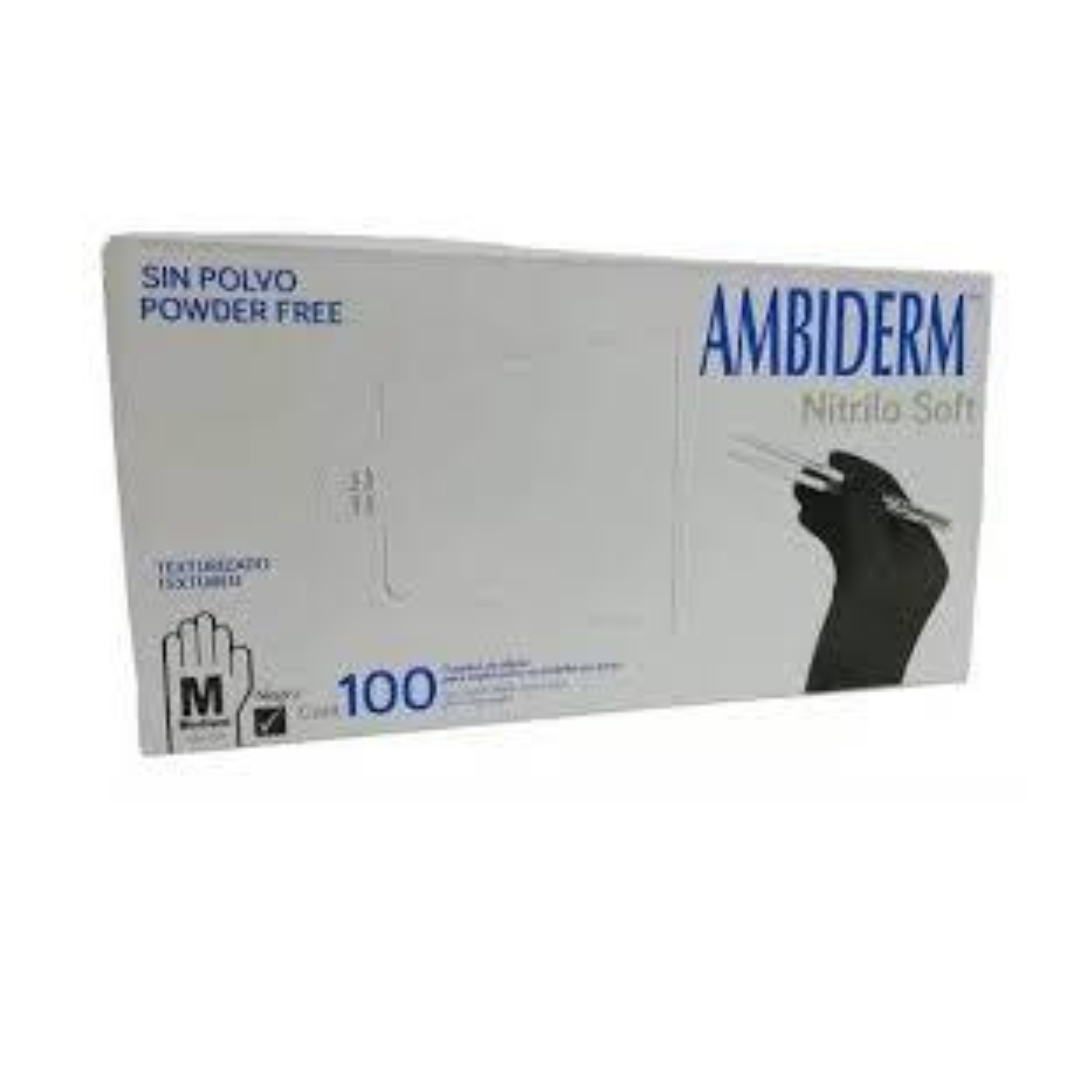 AMBIDERM NITRILO GUANTE EXPLN. NEGRO No Estéril "MED" c/100 Pzs.