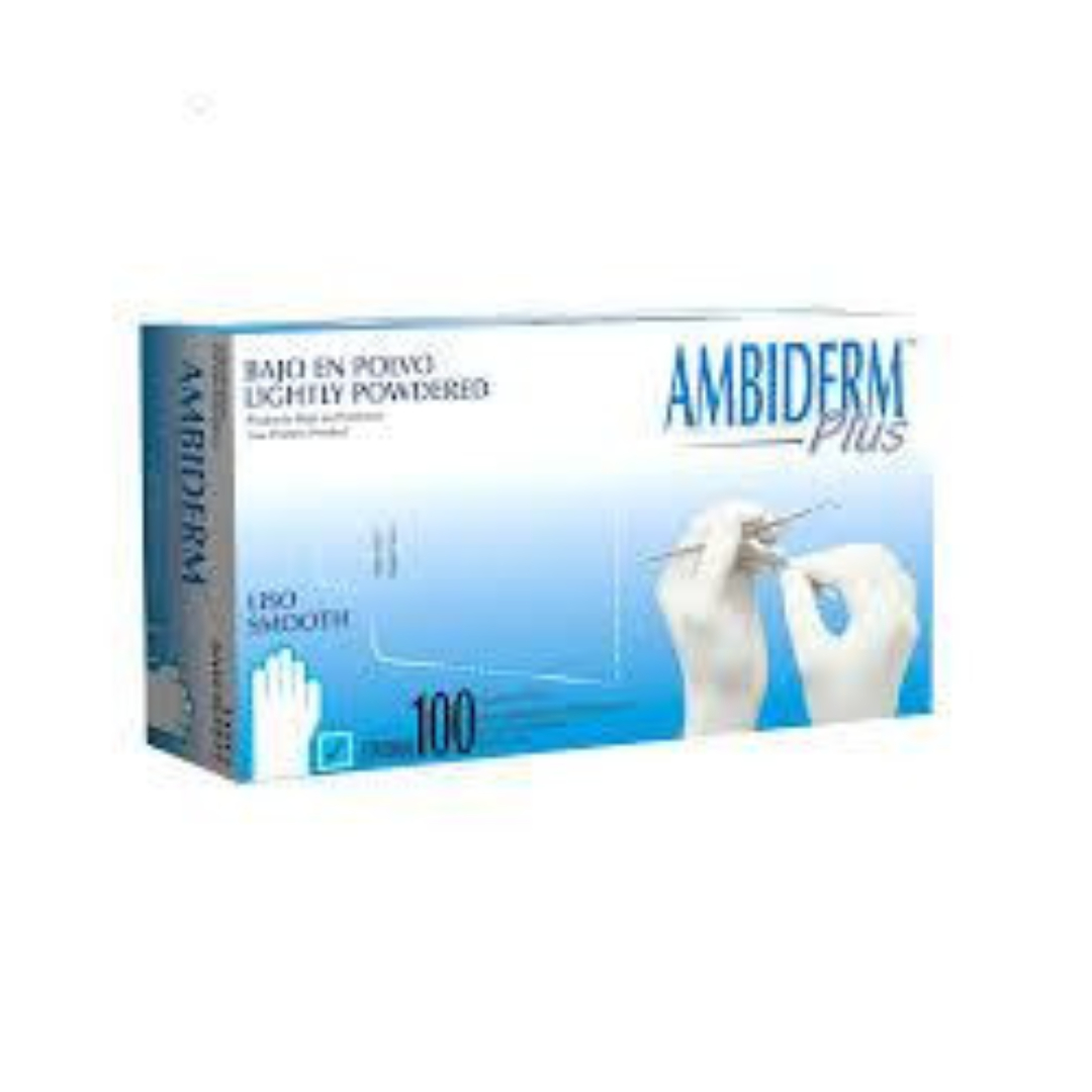 AMBIDERM Plus GUANTE LTX EXPLORACIÓN AZUL No Estéril GDE. c/100 Pzs.