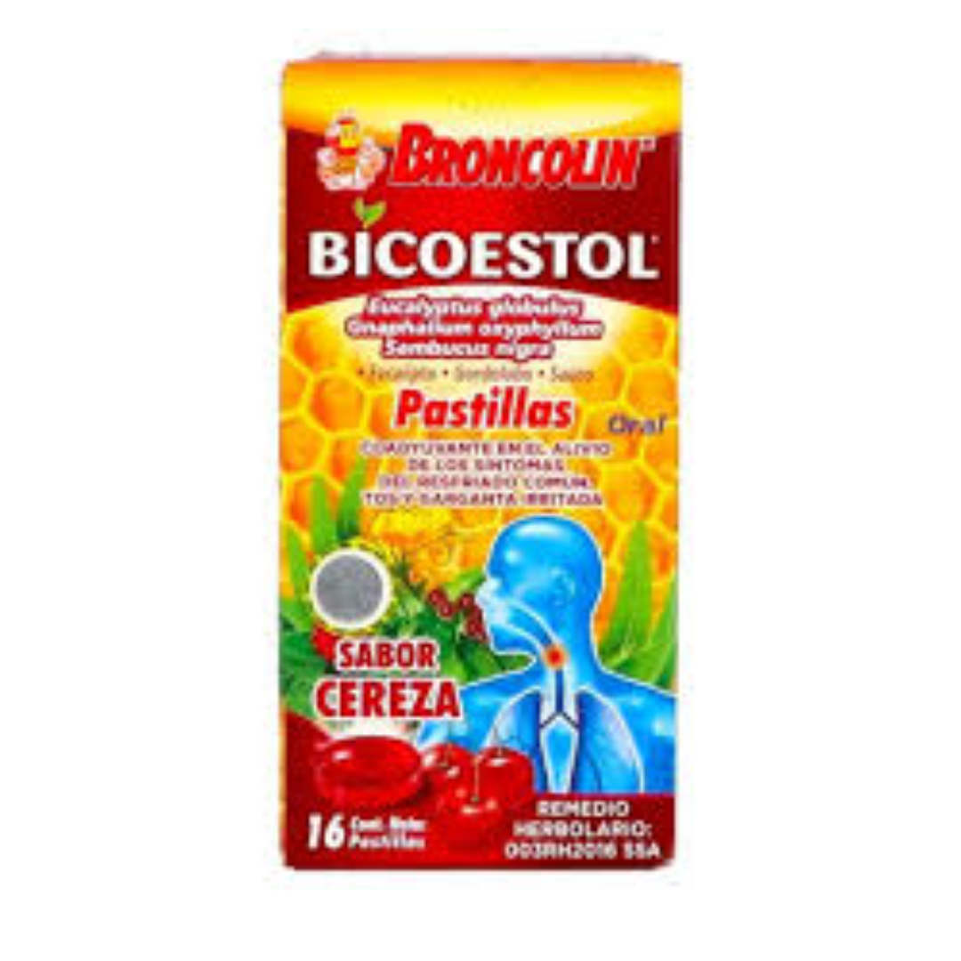 BICOESTOL Sab. Cereza Cja. c/16 PASTILLAS 2.5 G. broncolin