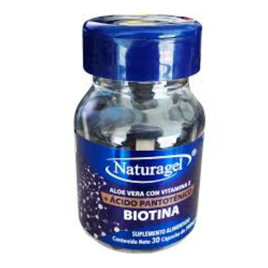 BIOTINA/ALOE VERA/VITAMINA E+AC. PANTOTÉNICO (Naruragel) c/30 CAPS. 700 MG.