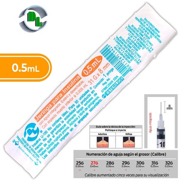 🚚DL Jeringa Para Insulina 0.5ml