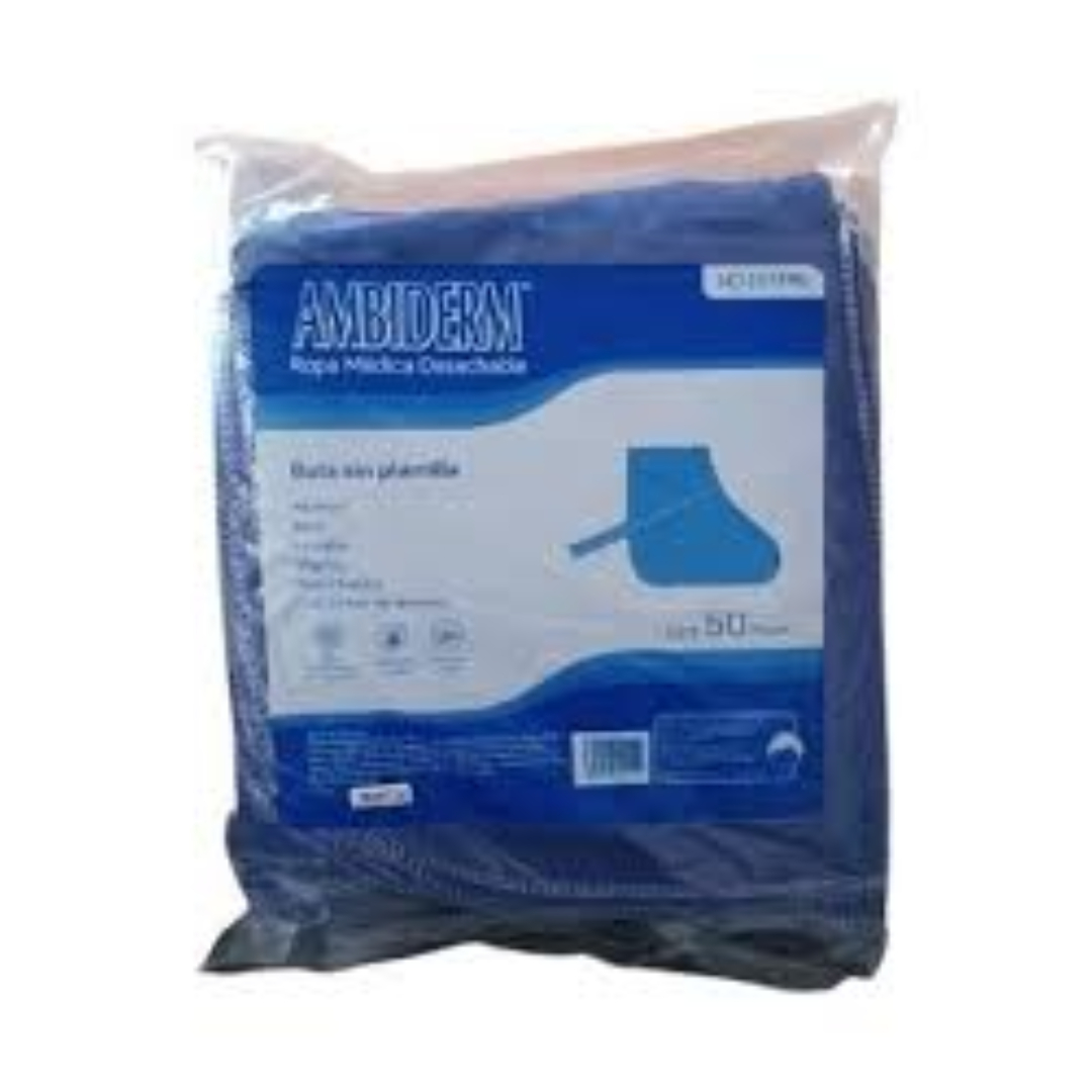 BOTA CIRUJANO SIN PLANTILLA (Ambiderm) Unitalla Col. Azul Paq. c/50 Pzs.