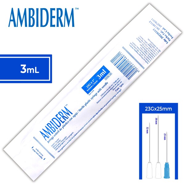 JERINGA 3 ML. (AMBIDERM) C/AGUJA 23GX25MM. C/1 PZ