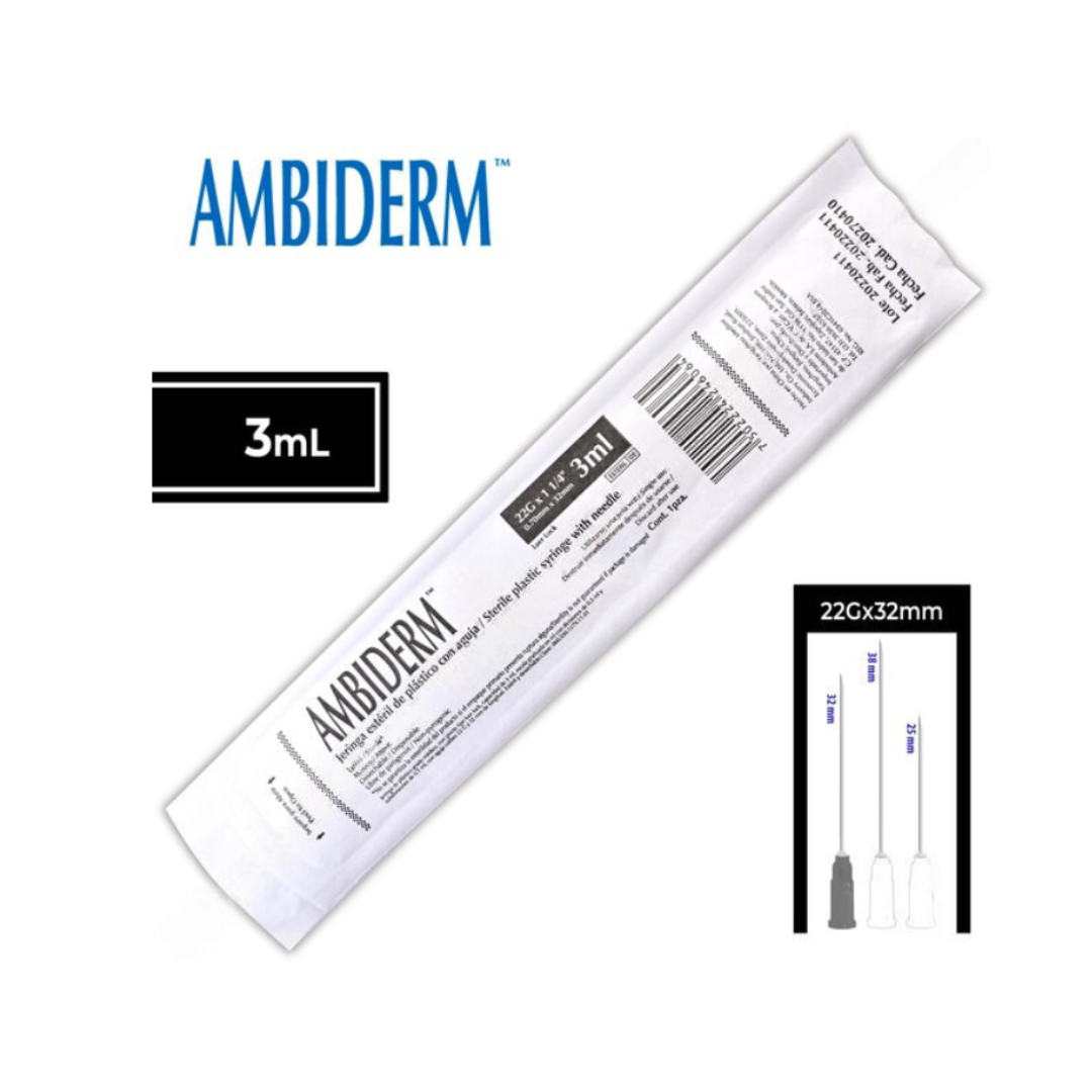JERINGA  3 mL. (Ambiderm) c/AGUJA 22Gx32mm. c/1 Pza.