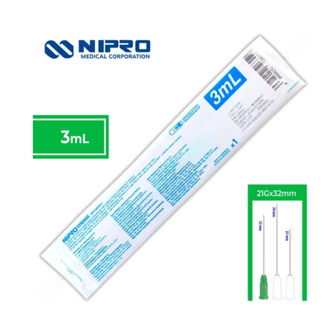 JERINGA  3 mL. (Nipro) c/AGUJA 21Gx32mm. c/1 Pza.