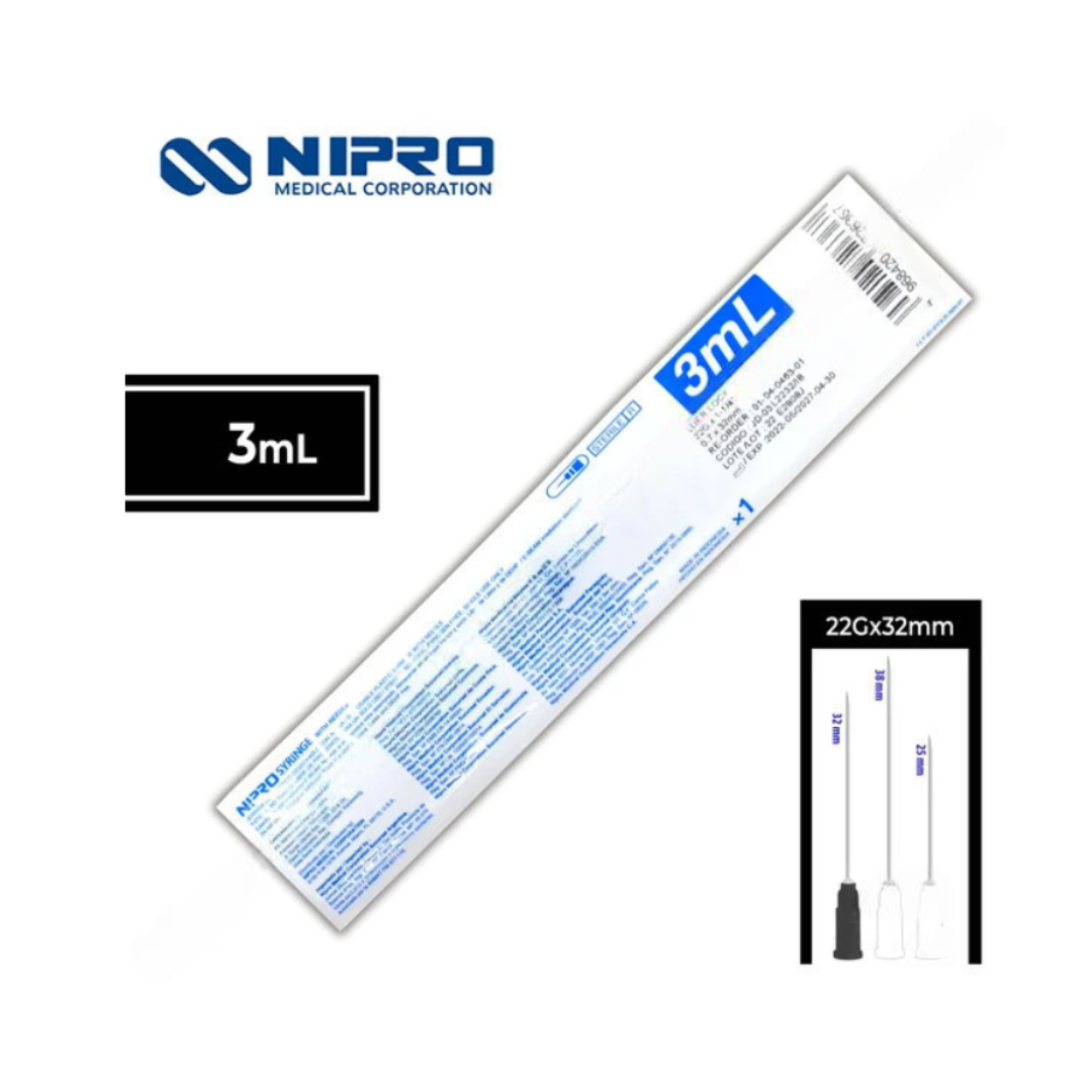 JERINGA  3 mL. (Nipro) c/AGUJA 22Gx32mm. c/1 Pza.