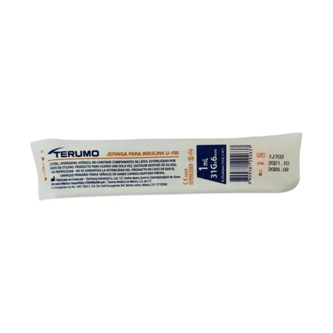 JERINGA  1mL. (Terumo) Insulina c/AGUJA INTEGRADA 31Gx6mm. c/1 Pza.