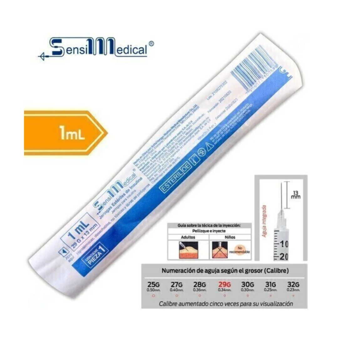 JERINGA 1ML. (SENSIMEDICAL) INSULINA C/AGUJA INT