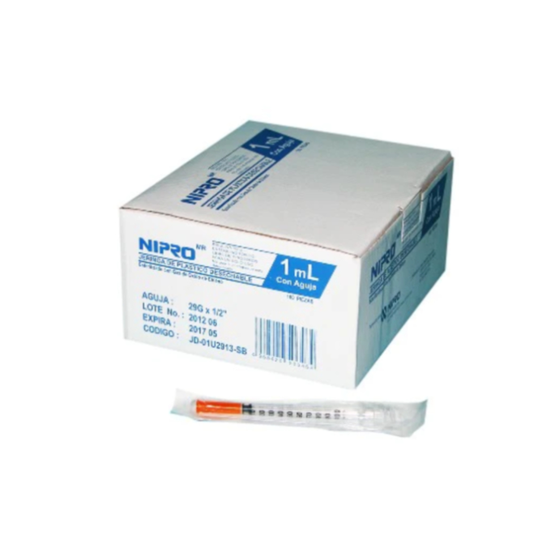 JERINGA  1mL. (Nipro) Insulina c/AGUJA INTEGRADA 29Gx13mm. c/1 Pza.