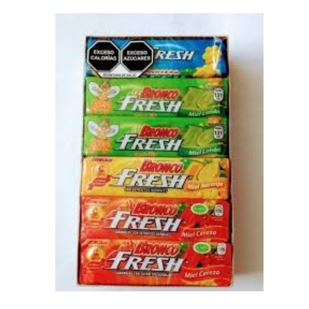 BRONCO FRESH CARAMELO Sab. Mixto EXHIB. 12x9 Pzs. 432 G.