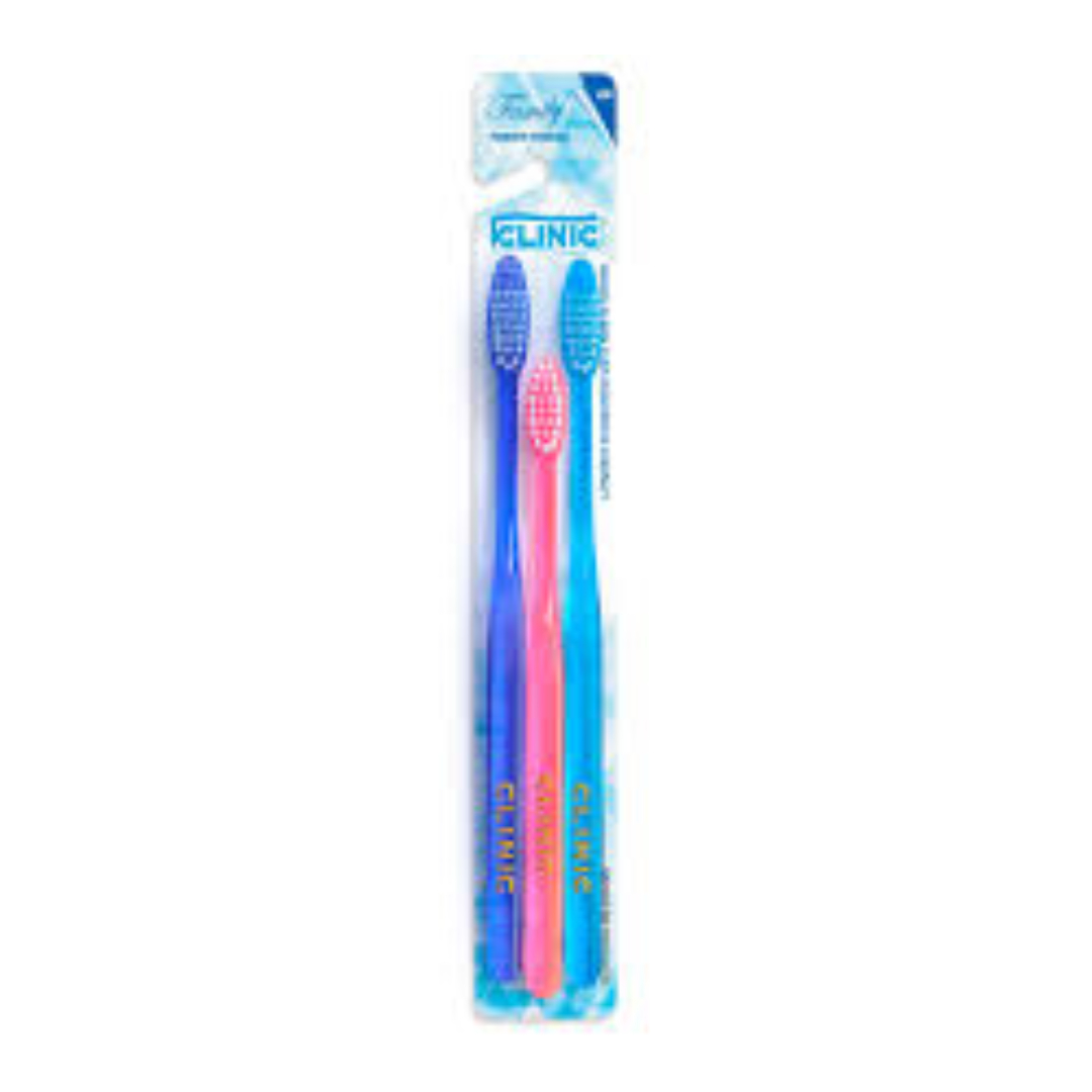 CEPILLOS DENTALES (Clinic) PAQUETE FAMILIAR Blister c/3 Pzs. 