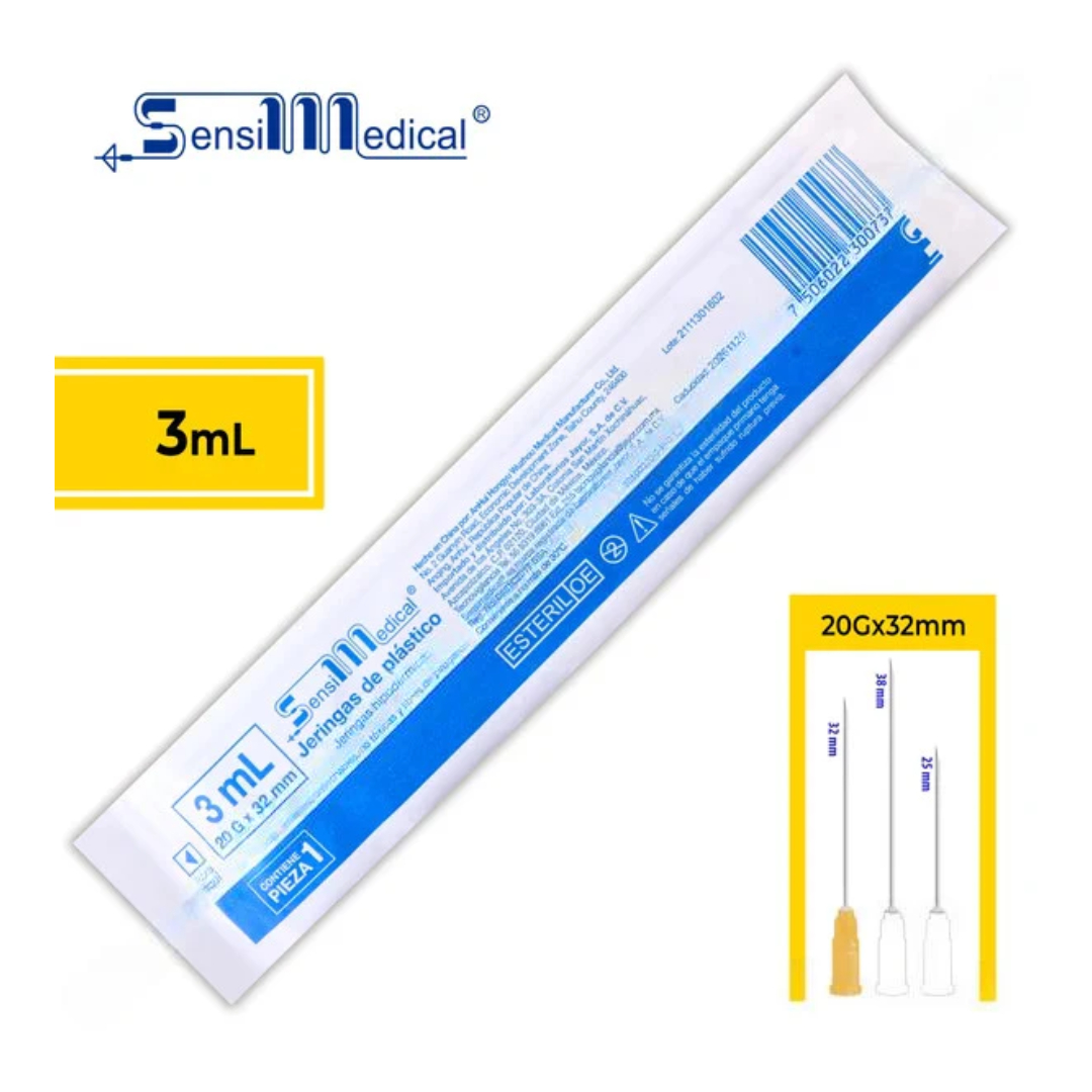JERINGA  3 mL. (SensiMedical) c/AGUJA 20Gx32mm. c/1 Pza.