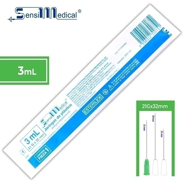 JERINGA 3 ML. (SENSIMEDICAL) C/AGUJA 21GX32MM