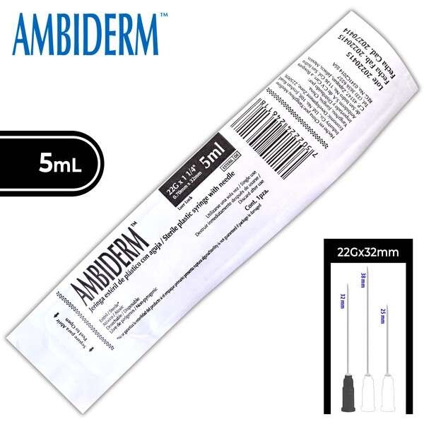 JERINGA  5 mL. (Ambiderm) c/AGUJA 22Gx32mm. c/1 Pza.