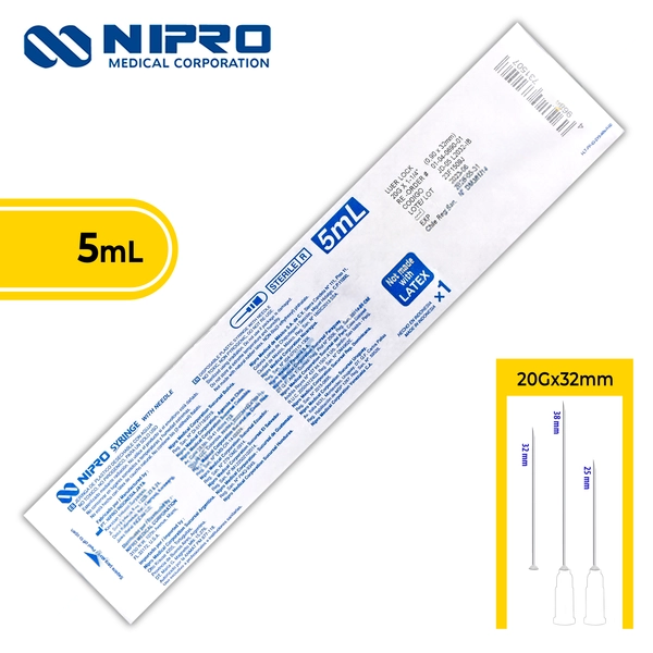 JERINGA  5 mL. (Nipro) c/AGUJA 20Gx32mm. c/1 Pza.