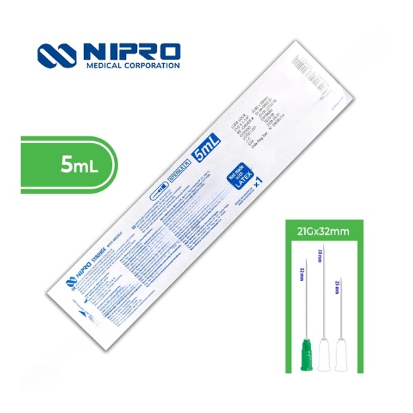 JERINGA  5 mL. (Nipro) c/AGUJA 21Gx32mm. c/1 Pza.