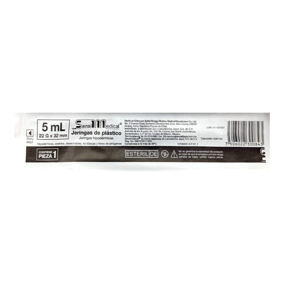 JERINGA 5 ML. (SENSIMEDICAL) C/AGUJA 22GX32MM