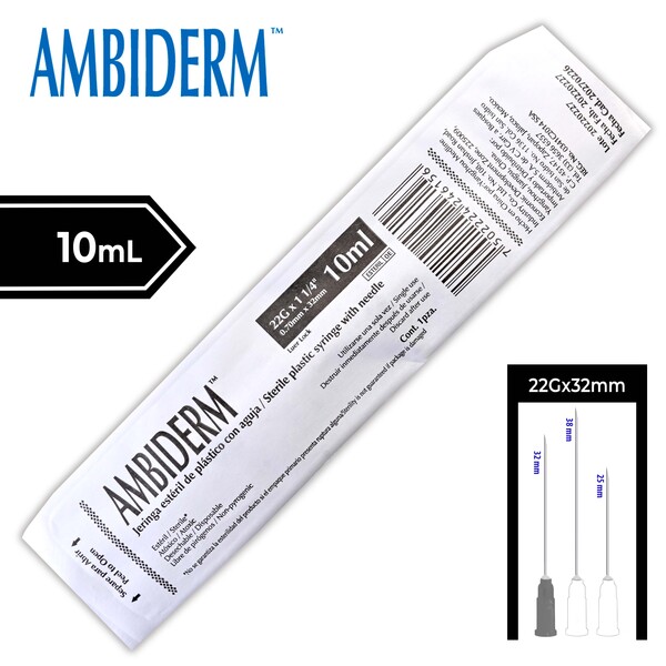 JERINGA 10 mL. (Ambiderm) c/AGUJA 22Gx32mm. c/1 Pza.