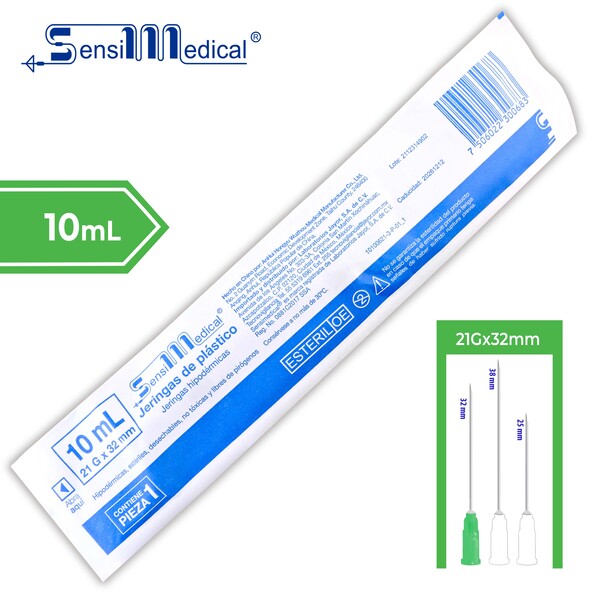 JERINGA 10 mL. (SensiMedical) c/AGUJA 21Gx32mm. c/1 Pza.