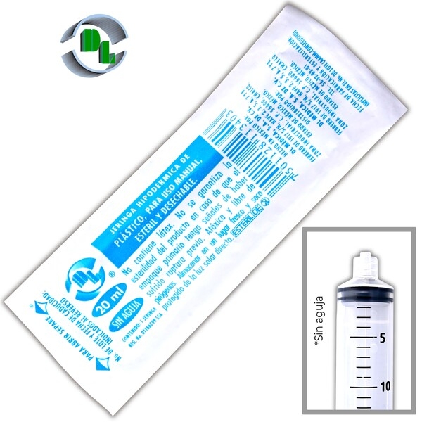 JERINGA 20 mL. (DL) Pivote Luer Lock s/AGUJA c/1 Pza.