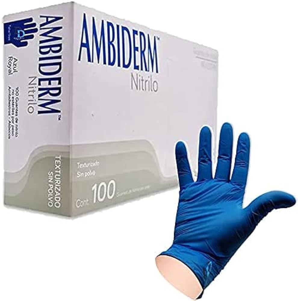 AMBIDERM NITRILO GUANTE EXPLN. AZUL ROYAL No Esteril "MED" c/100 Pzs. 