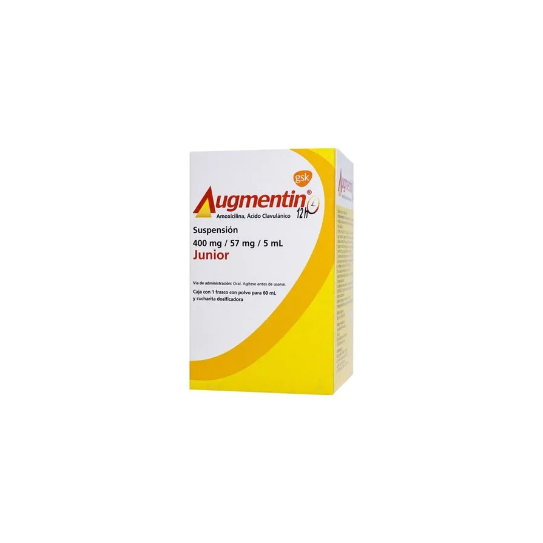 AUGMENTIN 12h SUSP. JUNIOR Fco. 60 ML. 400-57 MG/5 ML.