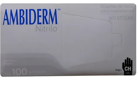 AMBIDERM NITRILO GUANTE EXPLN. NEGRO No Estéril "CH" c/100 Pzs.