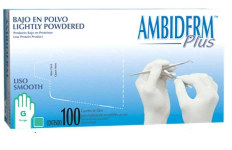 AMBIDERM Plus GUANTE LTX EXPLORACIÓN VERDE No Estéril GDE. c/100 Pzs.