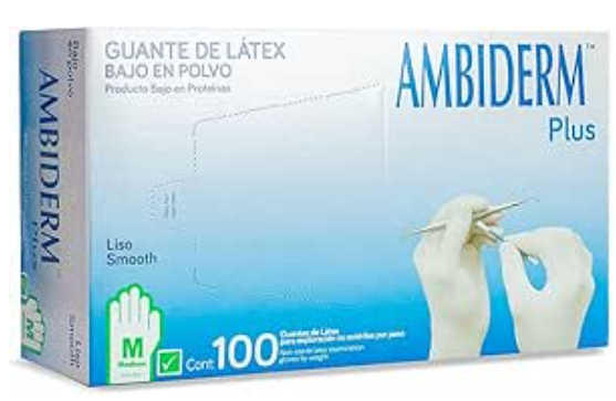 AMBIDERM Plus GUANTE LTX EXPLORACIÓN VERDE No Estéril MED. c/100 Pzs.