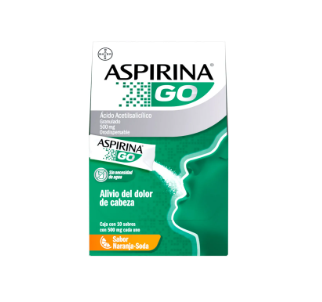 ASPIRINA GO c/10 SOBS. GRNDO. ORODISPERSABLE Sab. Naranja 500 MG.