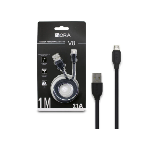 CABLE V8 (1 Hora) Mod. CAB177 1 Mt. Col. Negro c/1 Pza.
