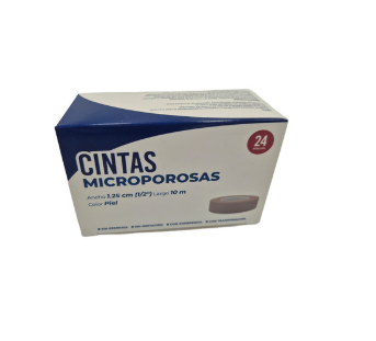 CINTA MICROPOROSA (Codifarma) ROLLO Col. Piel A:1.25cm; L:10m. Cja. c/24 Pzs.