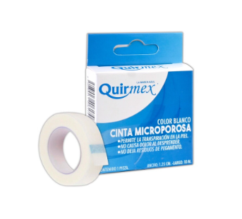 CINTA MICROPOROSA (Quirmex) Rollo Col. Blanco A: 2.5cm; L: 10m Caja c/1 Pza.
