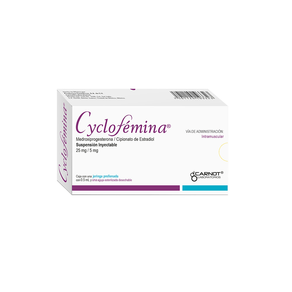 CYCLOFÉMINA Susp. Iny. c/1 JGA. PRELLENADA 25-5 MG/0.5 ML.