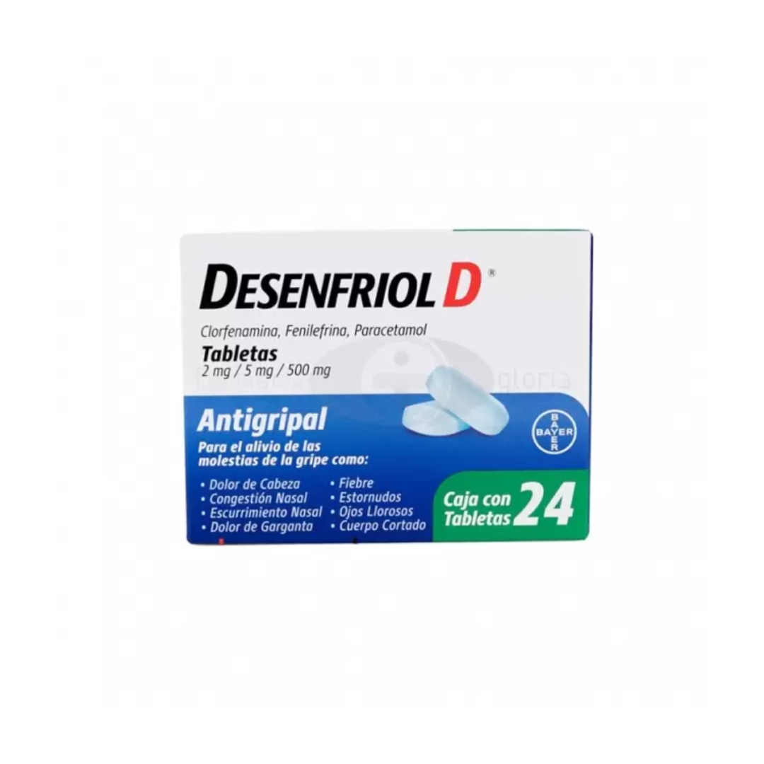 DESENFRIOL-D c/24 TABS. 2/5/500 MG.