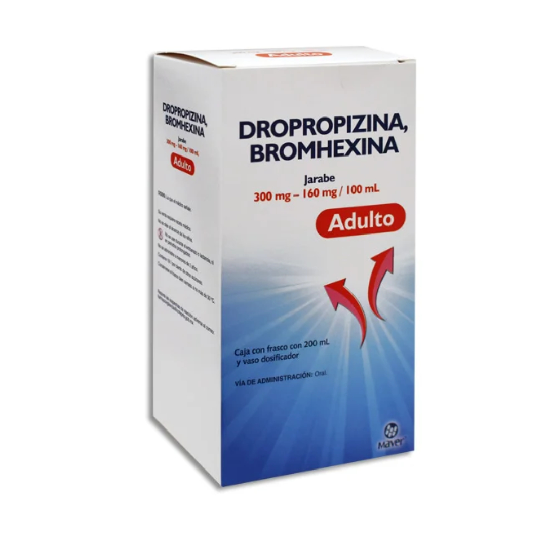DROPROPIZINA/BROMHEXINA (Maver) JBE. ADULTO Fco. 200 ML. 300-160 MG/100 ML.