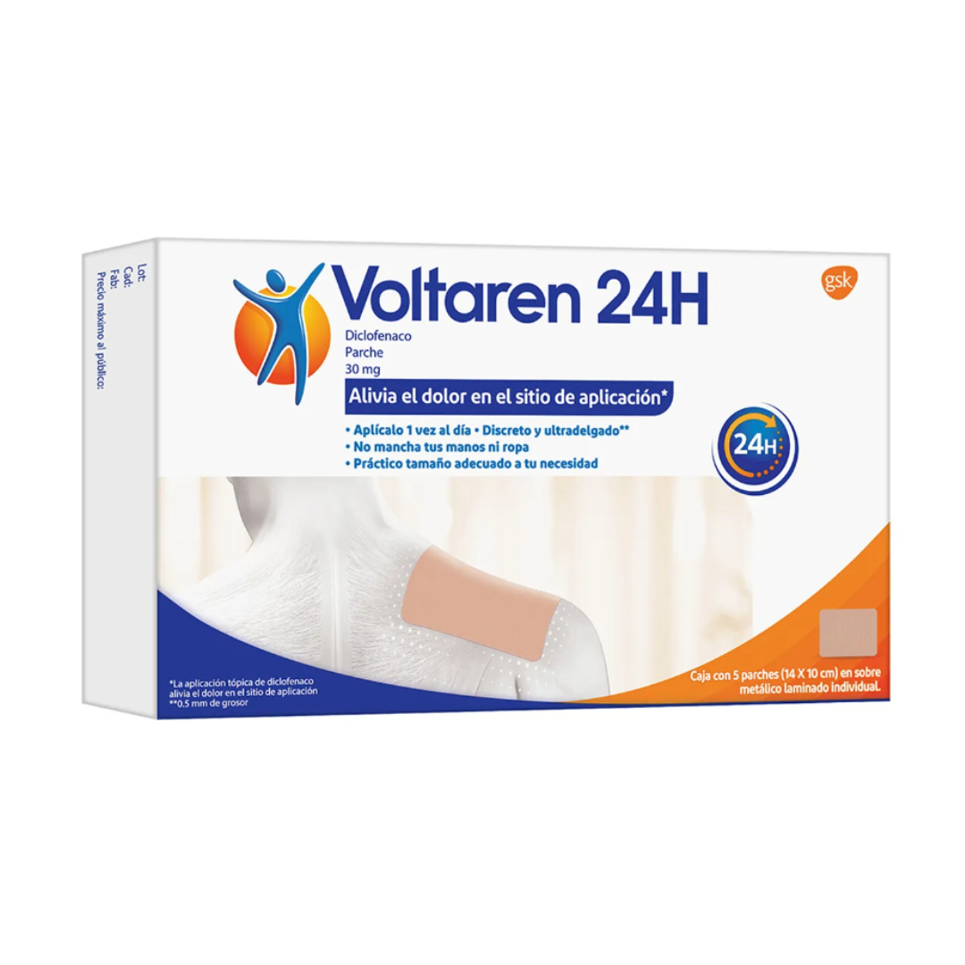 VOLTAREN 24H PARCHE Cja. c/5 Pzs. 14x10 CM. 30 MG. diclofenaco