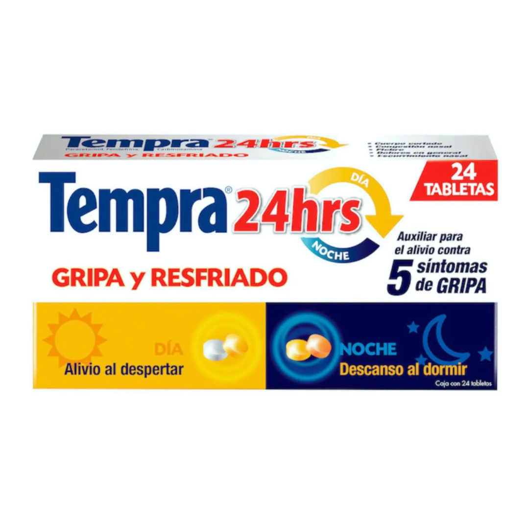TEMPRA 24HRS DÍA-NOCHE c/24 TABS. 400-20/400 y 400-20/400-4 MG.