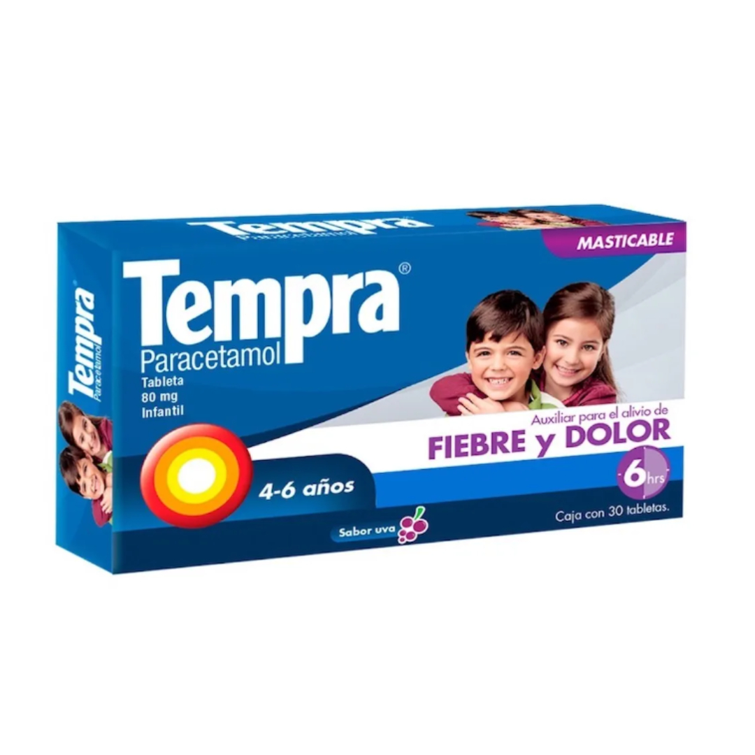 TEMPRA Infantil (4-6 años) c/30 TABS. Masts.  80 MG.